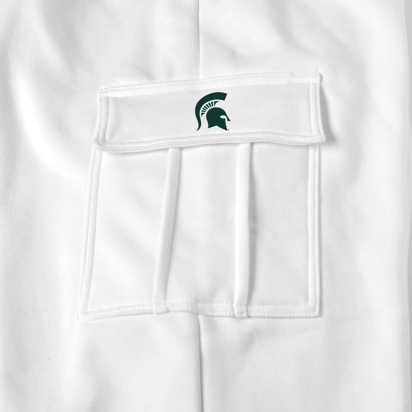 Michigan State Spartans white sweat pants logo