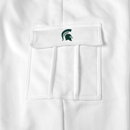 Michigan State Spartans white sweat pants logo