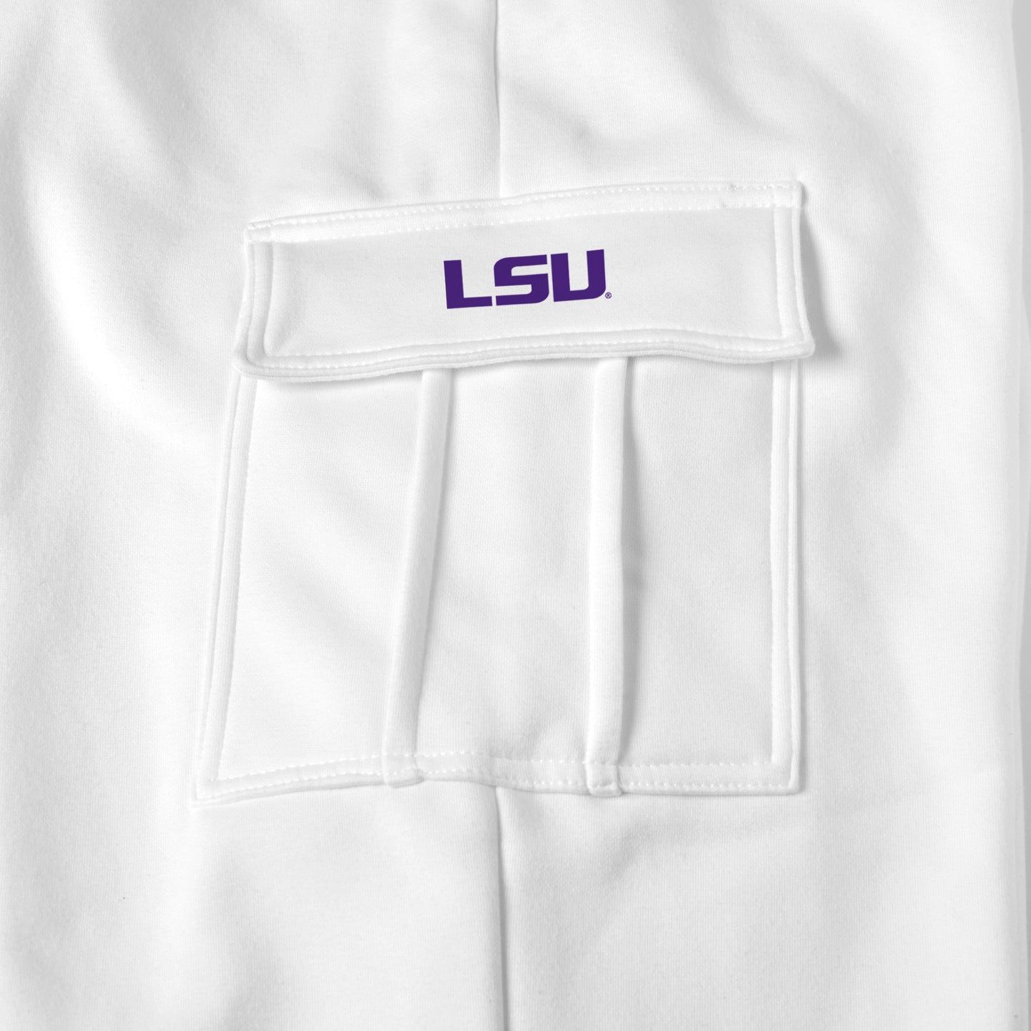 LSU Tigers white sweat pants logo