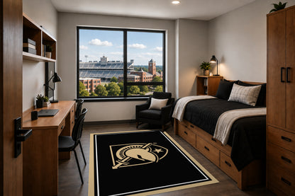 Army Black Knights Entry Rug in Room Setting - Officially Licensed NCAA Area Rug