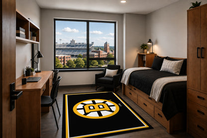 Boston Bruins Entry Rug in Room Setting - Officially Licensed NHL Area Rug