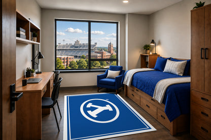 BYU Cougars Entry Rug in Room Setting - Officially Licensed NCAA Area Rug