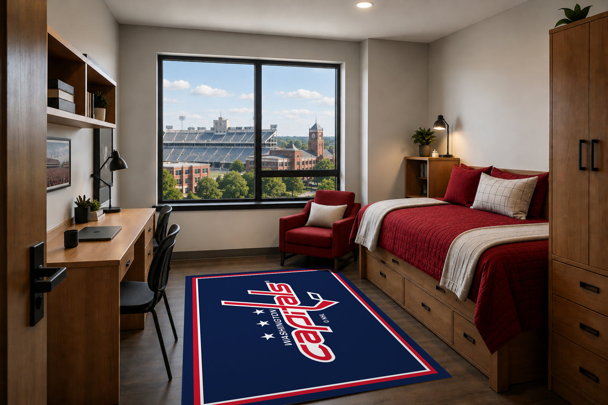 Washington Capitals Entry Rug in Room Setting - Officially Licensed NHL Area Rug