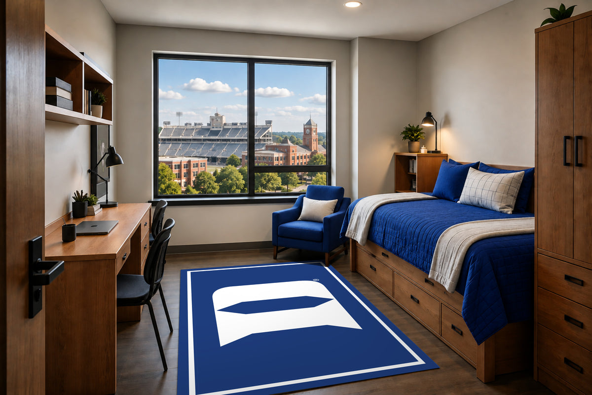 Duke Blue Devils Entry Rug in Room Setting - Officially Licensed NCAA Area Rug
