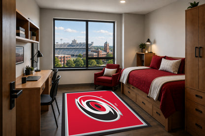 Carolina Hurricanes Entry Rug in Room Setting - Officially Licensed NHL Area Rug