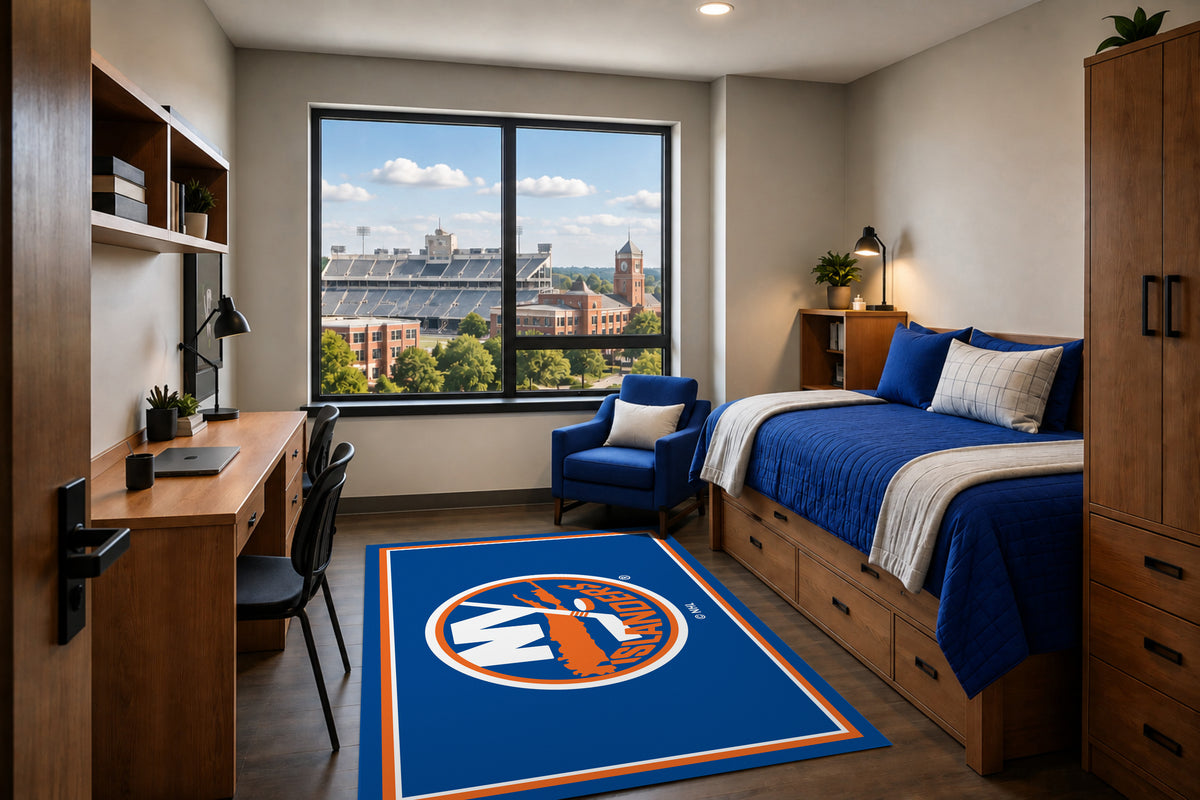 New York Islanders Entry Rug in Room Setting - Officially Licensed NHL Area Rug
