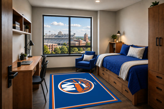 New York Islanders Entry Rug in Room Setting - Officially Licensed NHL Area Rug