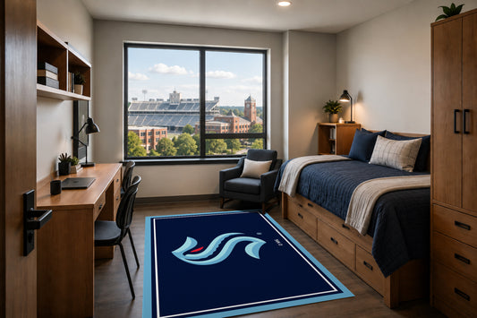Seattle Kraken Entry Rug in Room Setting - Officially Licensed NHL Area Rug