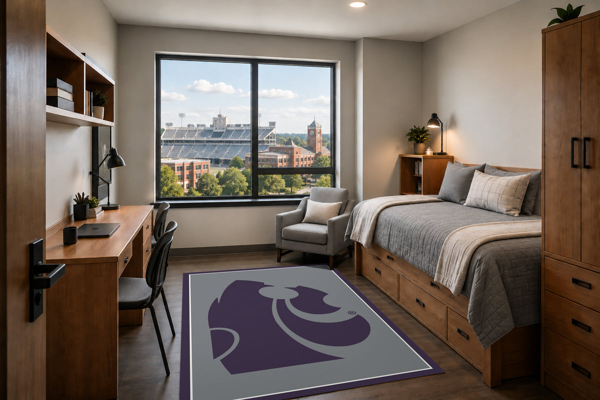 Kansas State Wildcats Entry Rug in Room Setting - Officially Licensed NCAA Area Rug