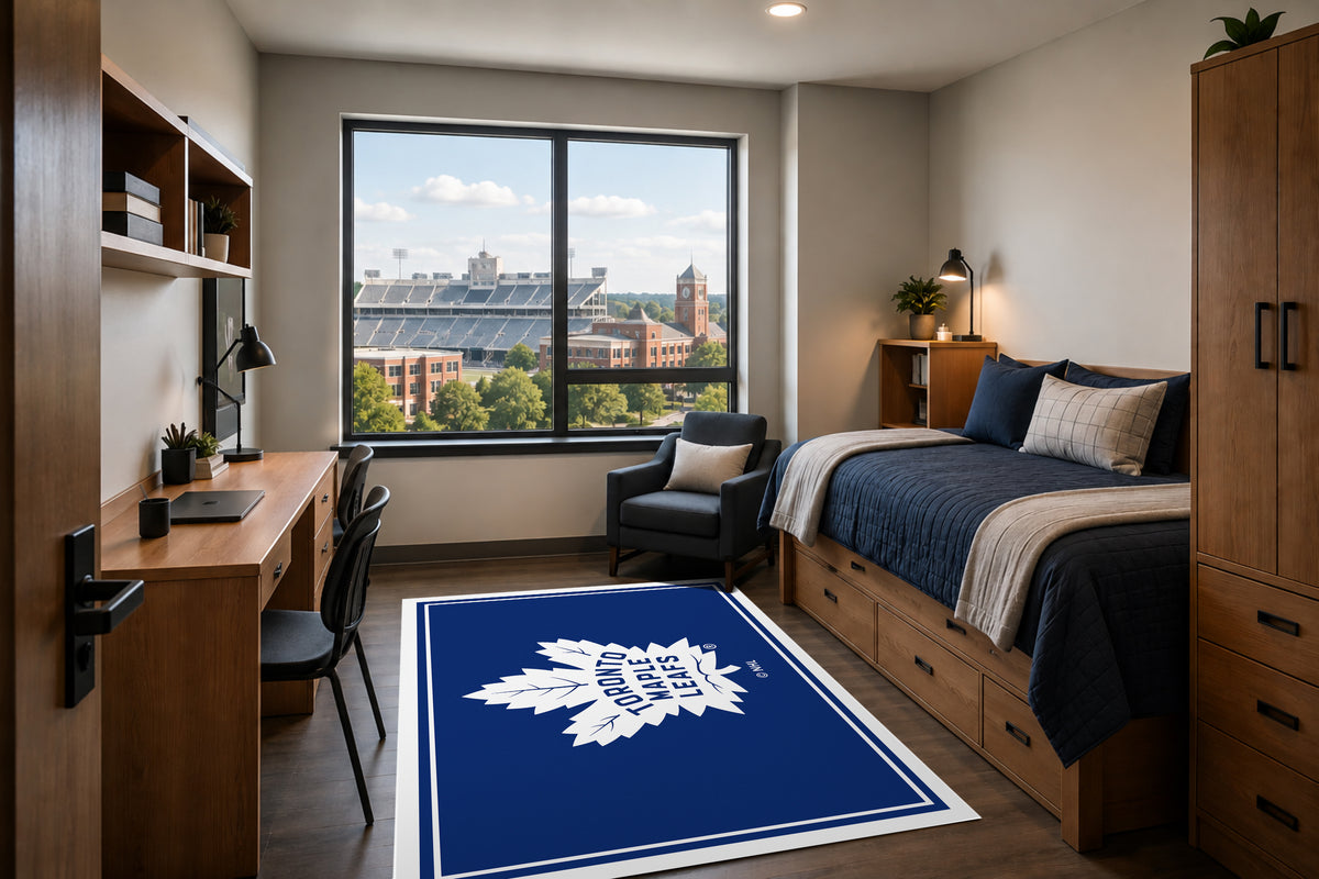 Toronto Maple Leafs Entry Rug in Room Setting - Officially Licensed NHL Area Rug