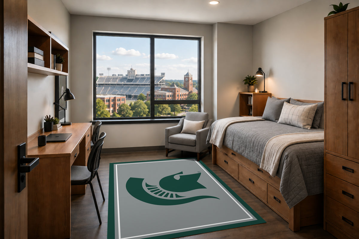 Michigan State Spartans Entry Rug in Room Setting - Officially Licensed NCAA Area Rug