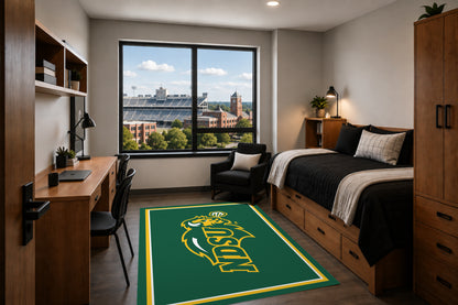 North Dakota State Bison Entry Rug in Room Setting - Officially Licensed NCAA Area Rug