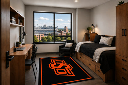 Oklahoma State Cowboys Entry Rug in Room Setting - Officially Licensed NCAA Area Rug