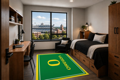 Oregon Ducks Entry Rug in Room Setting - Officially Licensed NCAA Area Rug