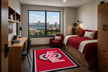 Ohio State Buckeyes Entry Rug in Room Setting - Officially Licensed NCAA Area Rug