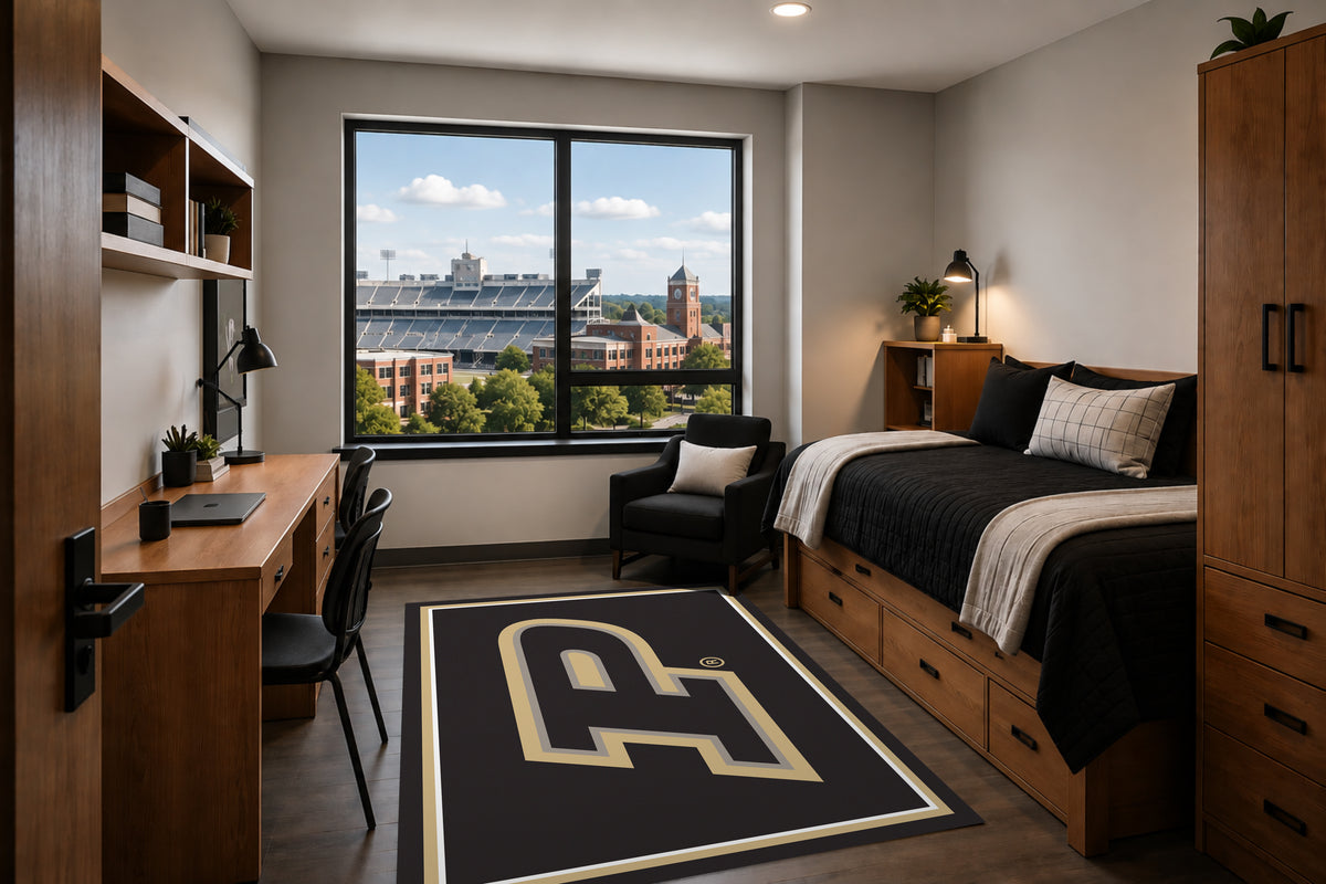 Purdue Boilermakers Entry Rug in Room Setting - Officially Licensed NCAA Area Rug