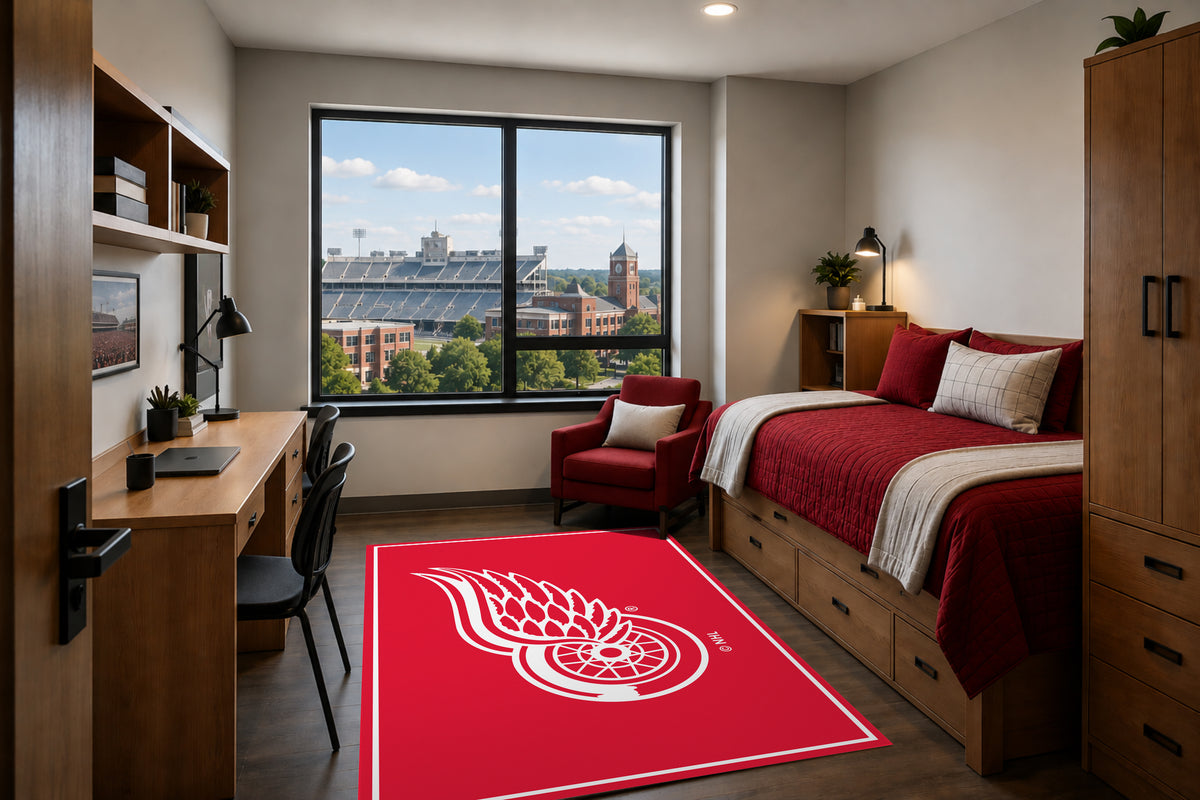 Detroit Red Wings Entry Rug in Room Setting - Officially Licensed NHL Area Rug