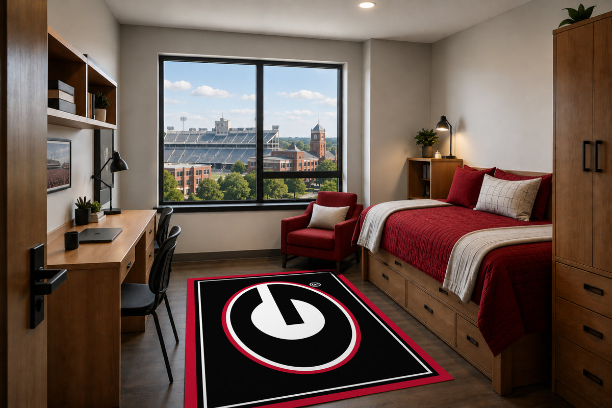Georgia Bulldogs Entry Rug in Room Setting - Officially Licensed NCAA Area Rug