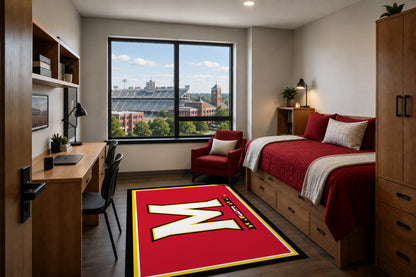 Maryland Terrapins Entry Rug in Room Setting - Officially Licensed NCAA Area Rug