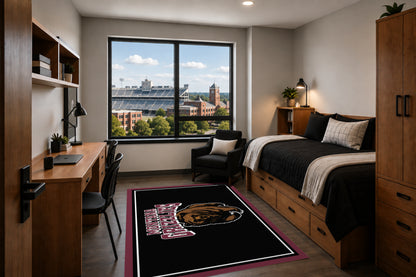Montana Grizzlies Entry Rug in Room Setting - Officially Licensed NCAA Area Rug
