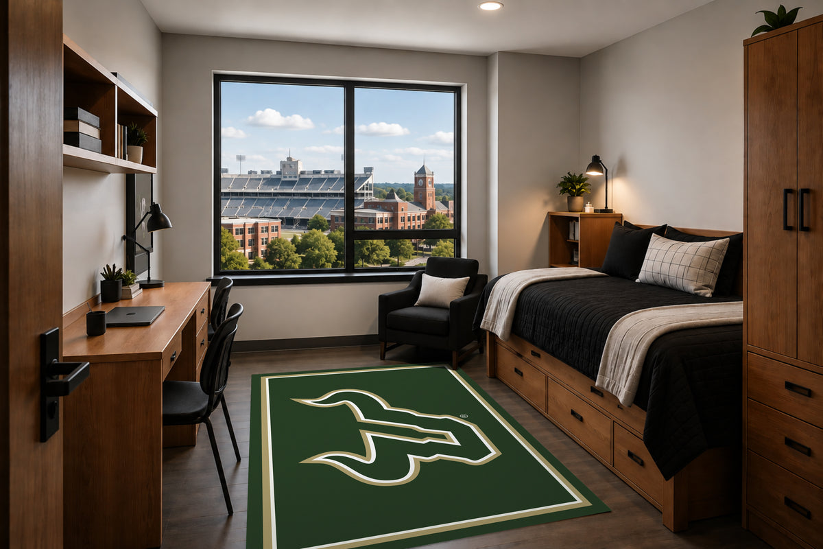 South Florida Bulls Entry Rug in Room Setting - Officially Licensed NCAA Area Rug