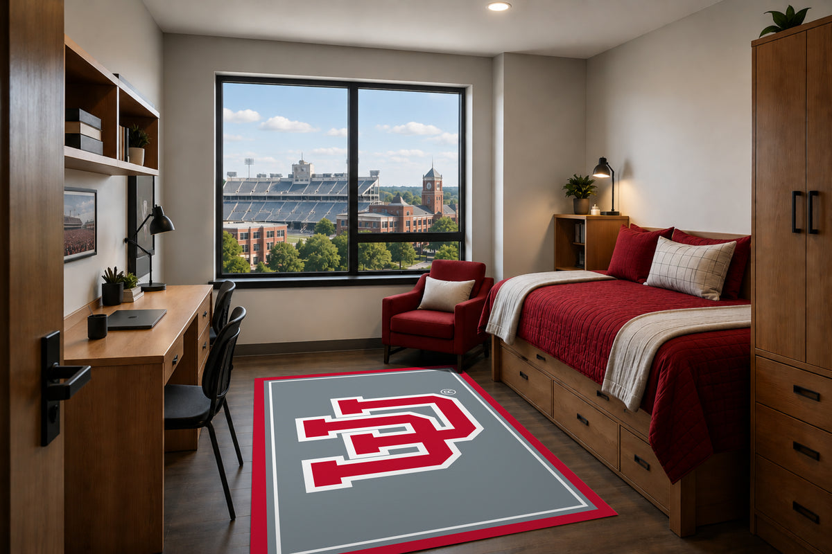 Utah Utes Entry Rug in Room Setting - Officially Licensed NCAA Area Rug