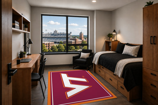 Virginia Tech Hokies Entry Rug in Room Setting - Officially Licensed NCAA Area Rug