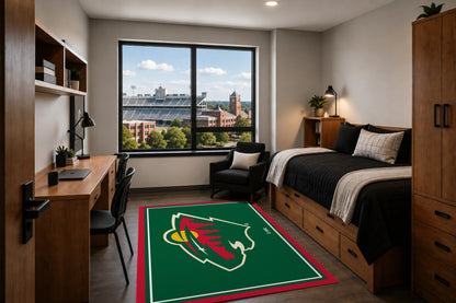 Minnesota Wild Entry Rug in Room Setting - Officially Licensed NHL Area Rug