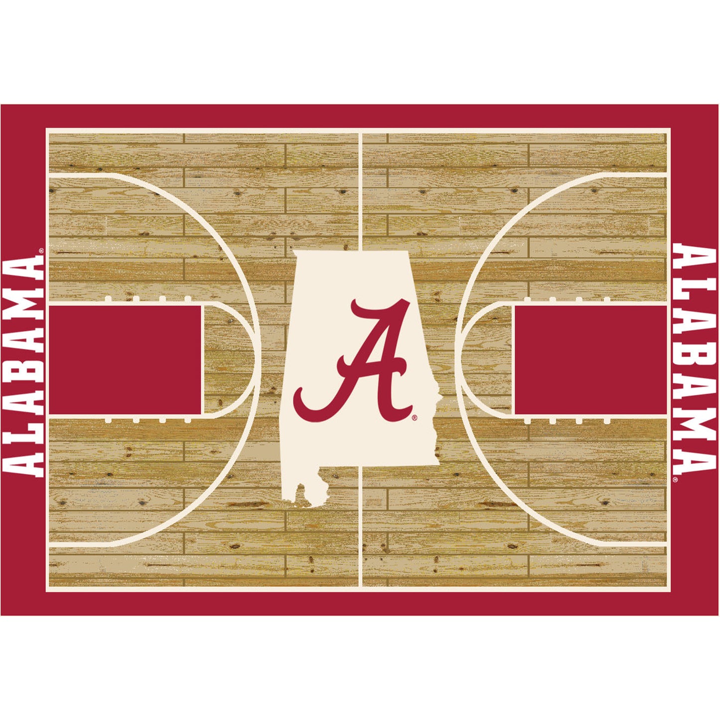 Alabama Crimson Tide Courtside Rug - Officially Licensed NCAA Area Rug