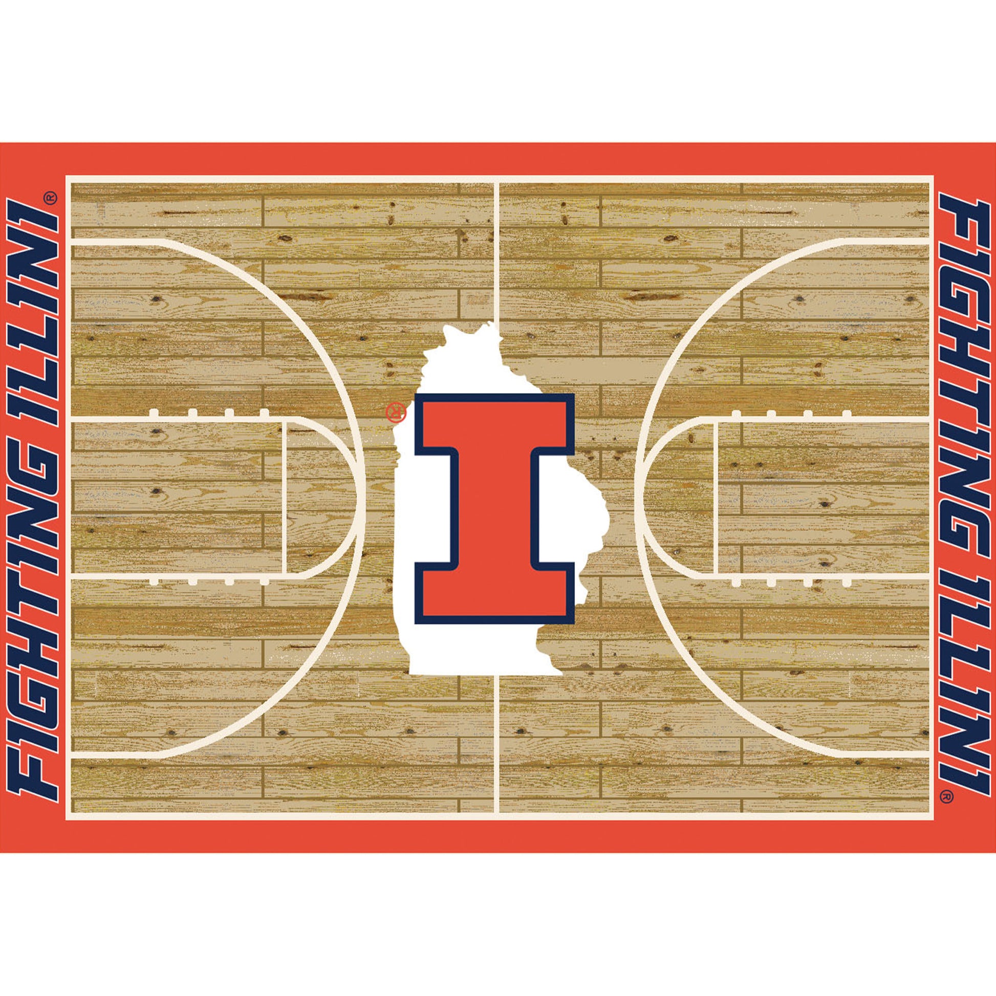 Illinois Fighting Illini Courtside Rug - Officially Licensed NCAA Area Rug