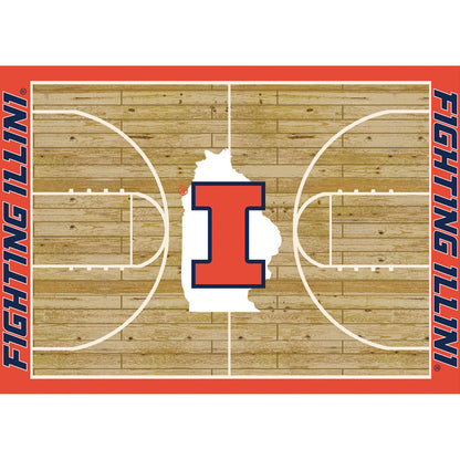 Illinois Fighting Illini Courtside Rug - Officially Licensed NCAA Area Rug