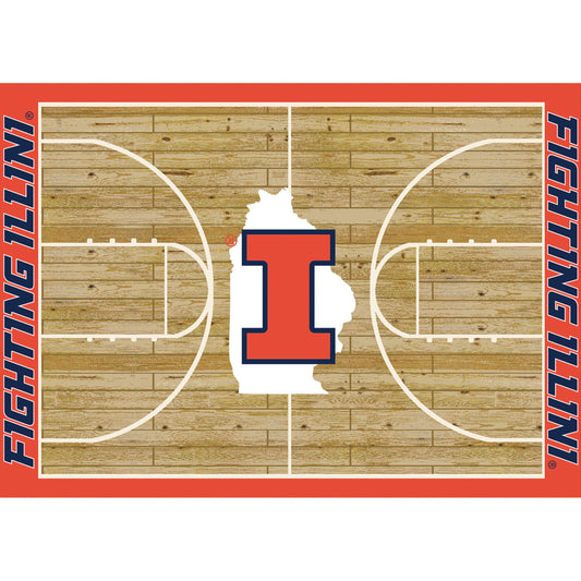 Illinois Fighting Illini Courtside Rug - Officially Licensed NCAA Area Rug