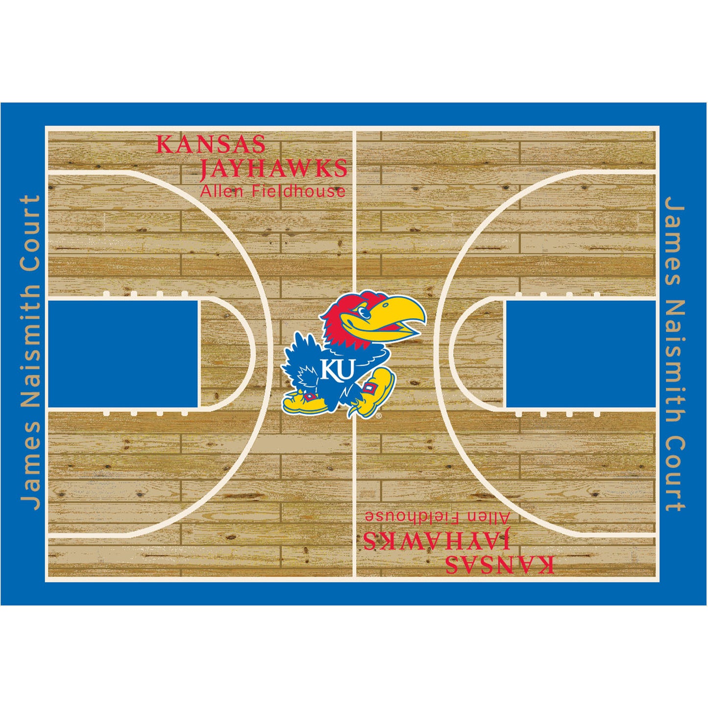 Kansas Jayhawks Courtside Rug - Officially Licensed NCAA Area Rug