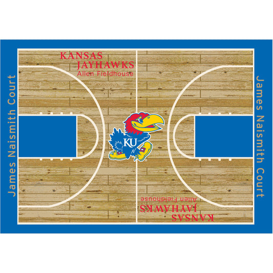 Kansas Jayhawks Courtside Rug - Officially Licensed NCAA Area Rug