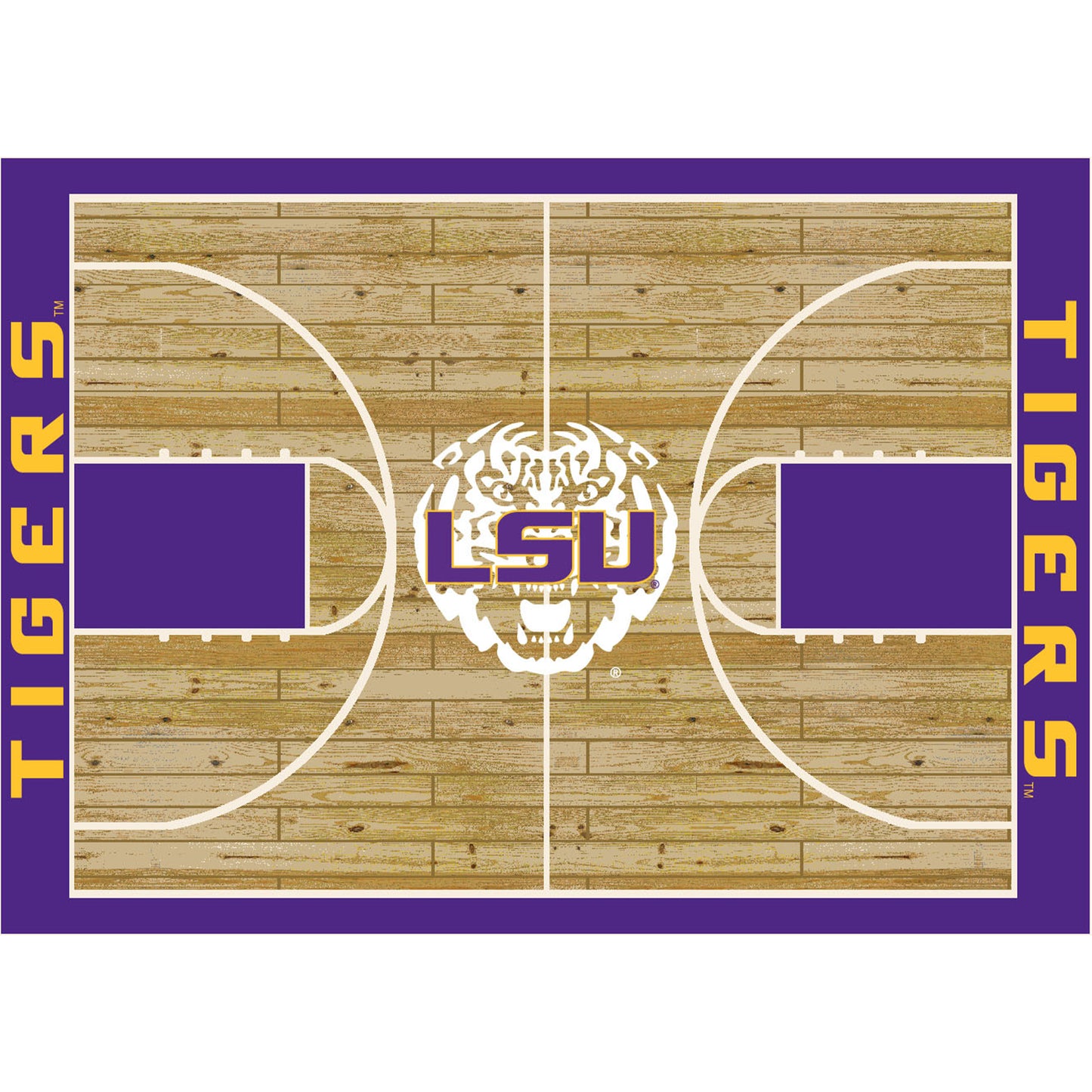 LSU Tigers Courtside Rug - Officially Licensed NCAA Area Rug