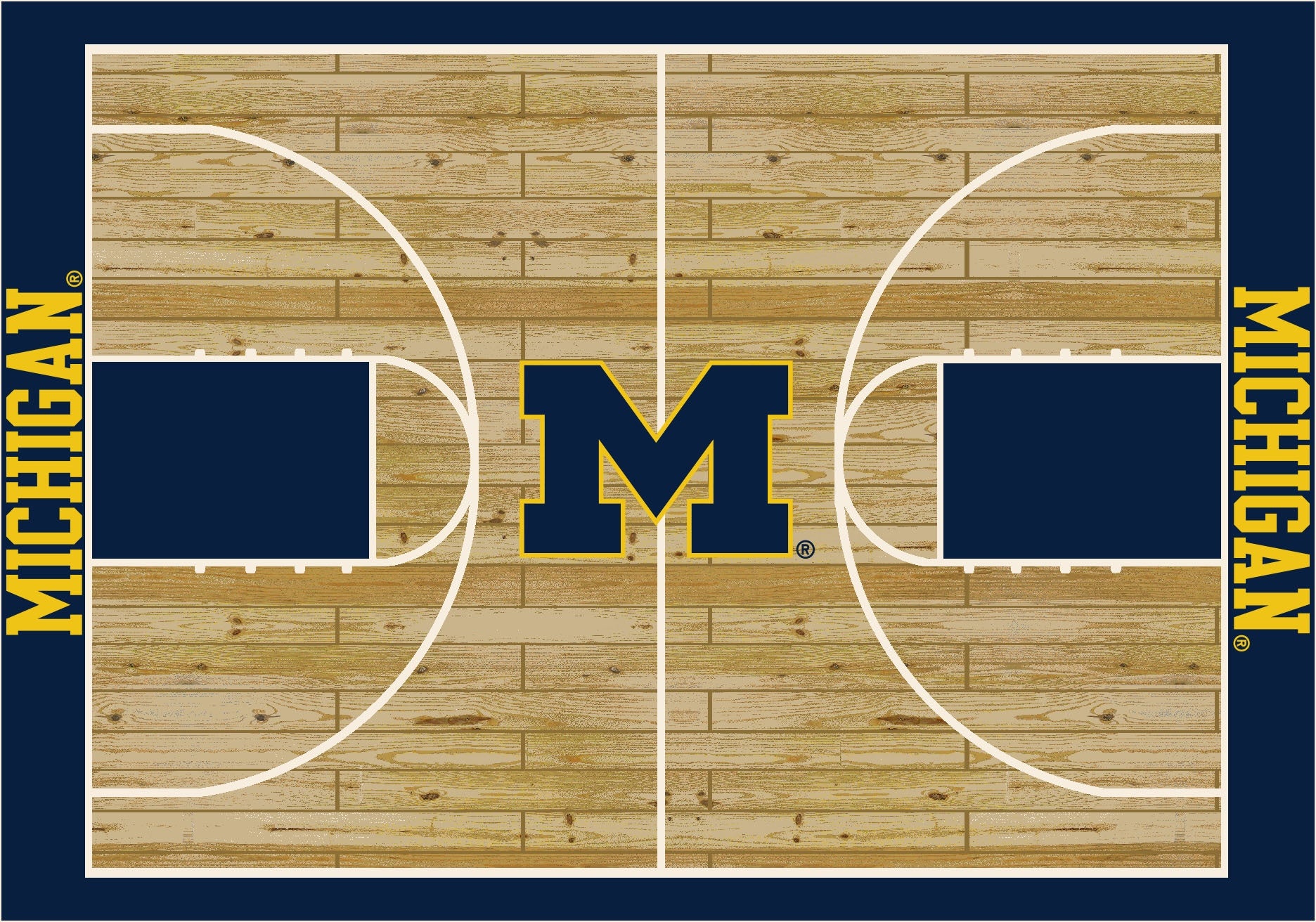 Michigan Wolverines Courtside Rug - Officially Licensed NCAA Area Rug