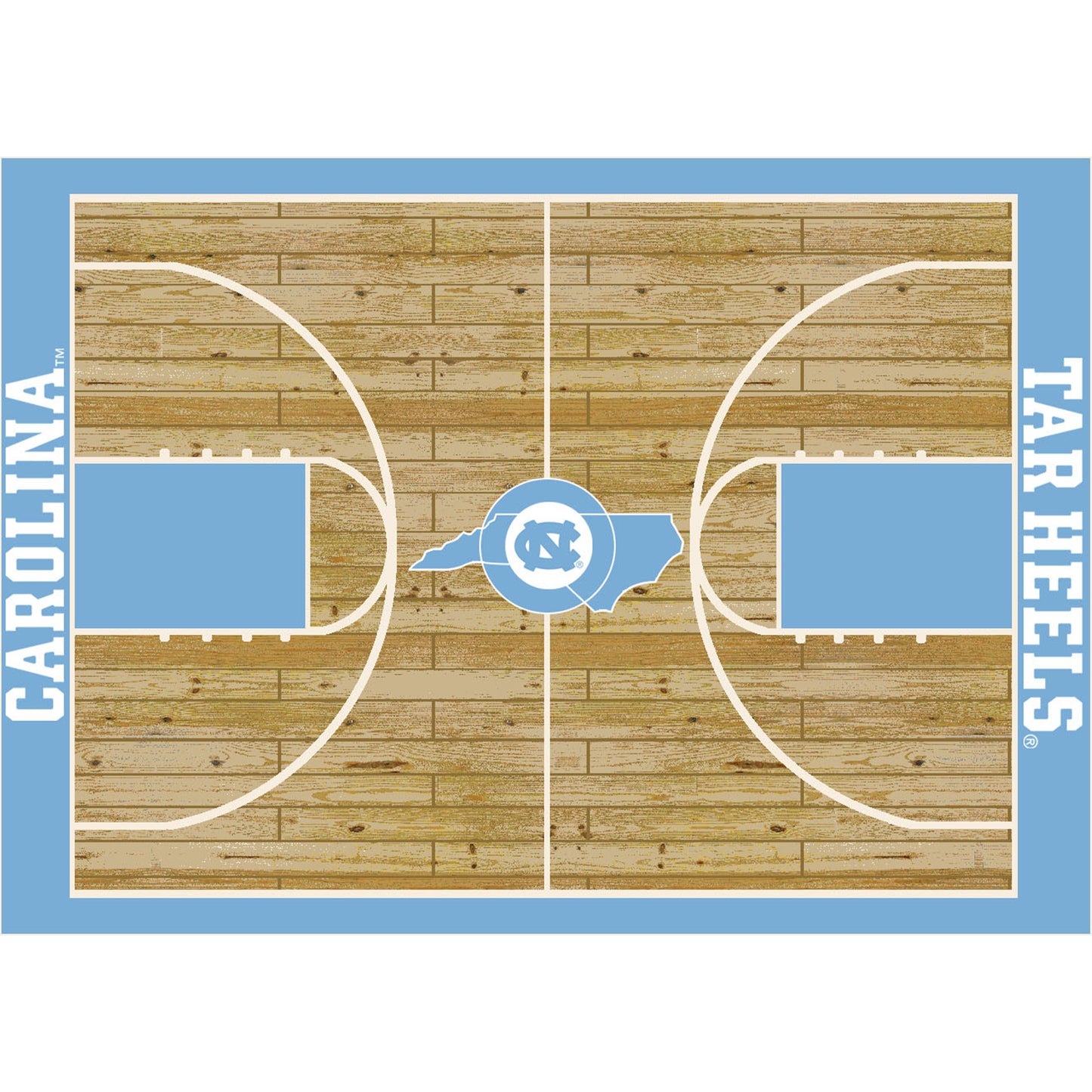 North Carolina Tar Heels Courtside Rug - Officially Licensed NCAA Area Rug