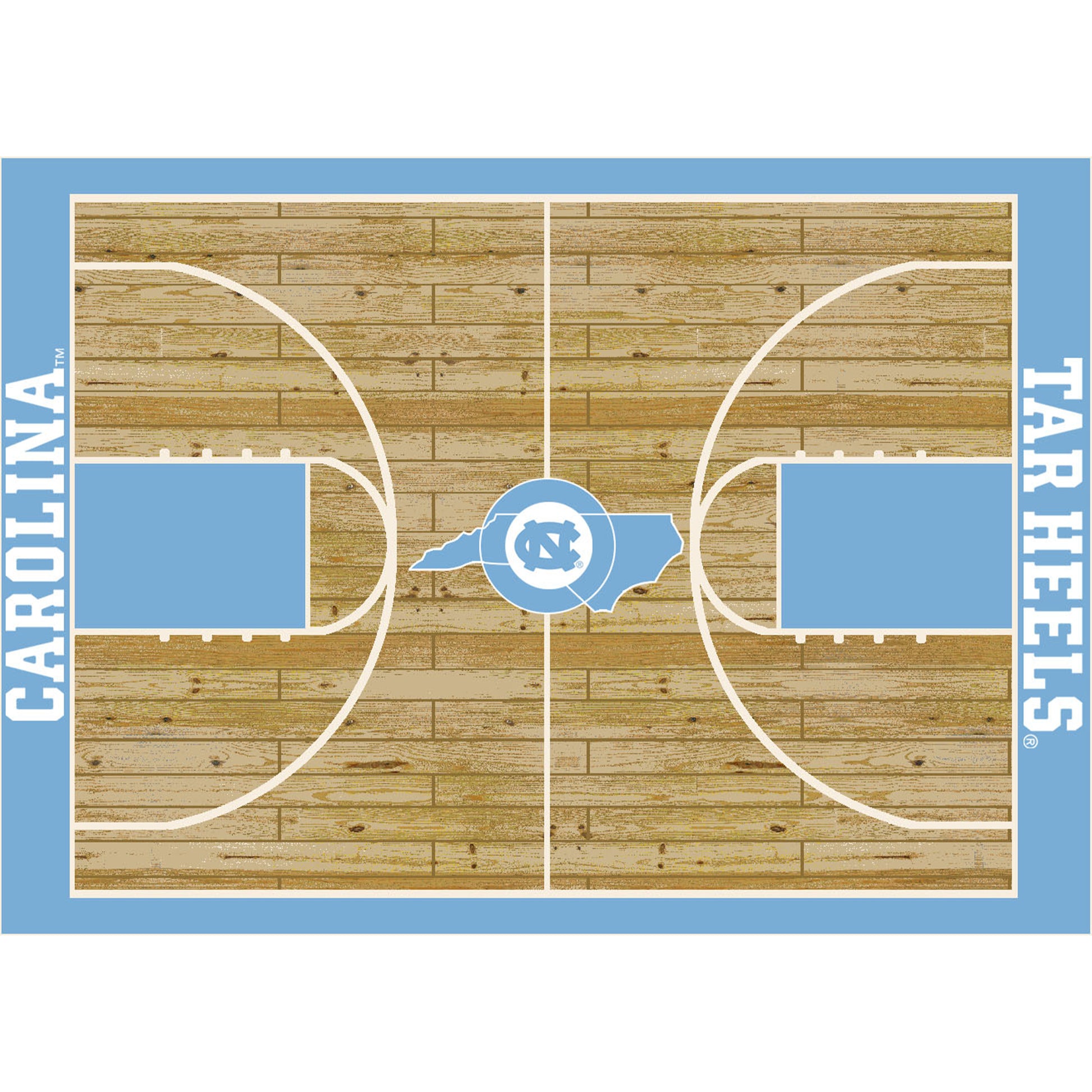 North Carolina Tar Heels Courtside Rug - Officially Licensed NCAA Area Rug