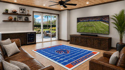Boise State Broncos Homefield Rug in Room Setting - Officially Licensed NCAA Area Rug