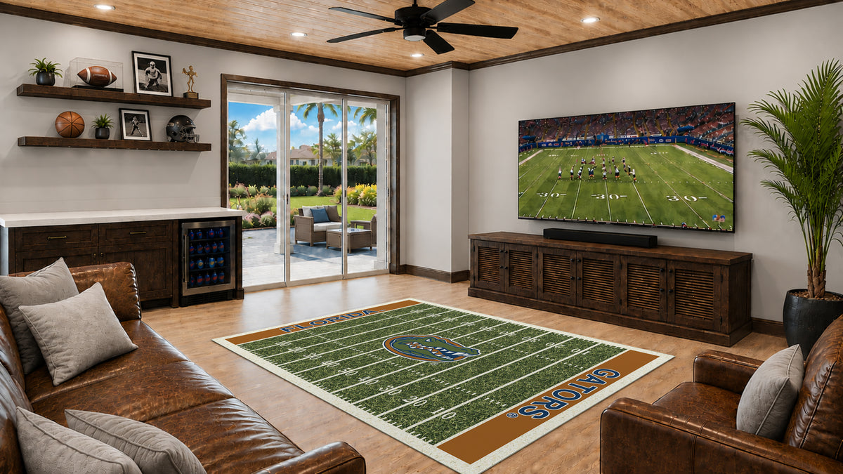 Florida Gators Homefield Rug in Room Setting - Officially Licensed NCAA Area Rug