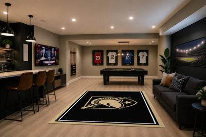 Army Black Knights Spirit Rug in Room Setting - Officially Licensed NCAA Area Rug
