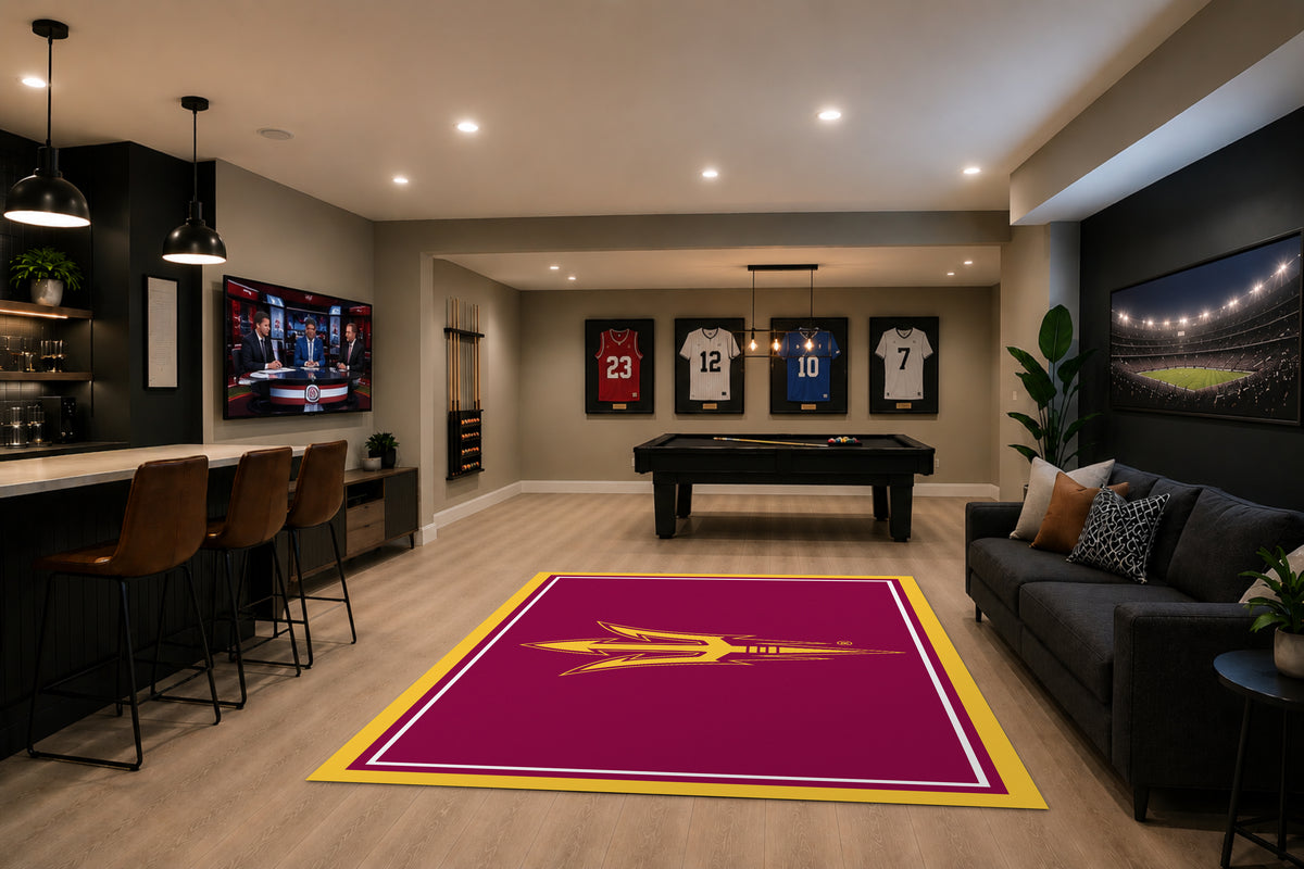 Arizona State Sun Devils Spirit Rug in Room Setting - Officially Licensed NCAA Area Rug