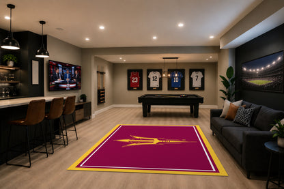 Arizona State Sun Devils Spirit Rug in Room Setting - Officially Licensed NCAA Area Rug