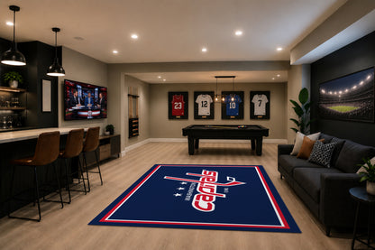 Washington Capitals Spirit Rug in Room Setting - Officially Licensed NHL Area Rug