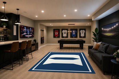 Duke Blue Devils Spirit Rug in Room Setting - Officially Licensed NCAA Area Rug