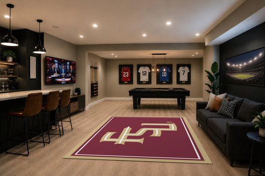 Florida State Seminoles Spirit Rug in Room Setting - Officially Licensed NCAA Area Rug