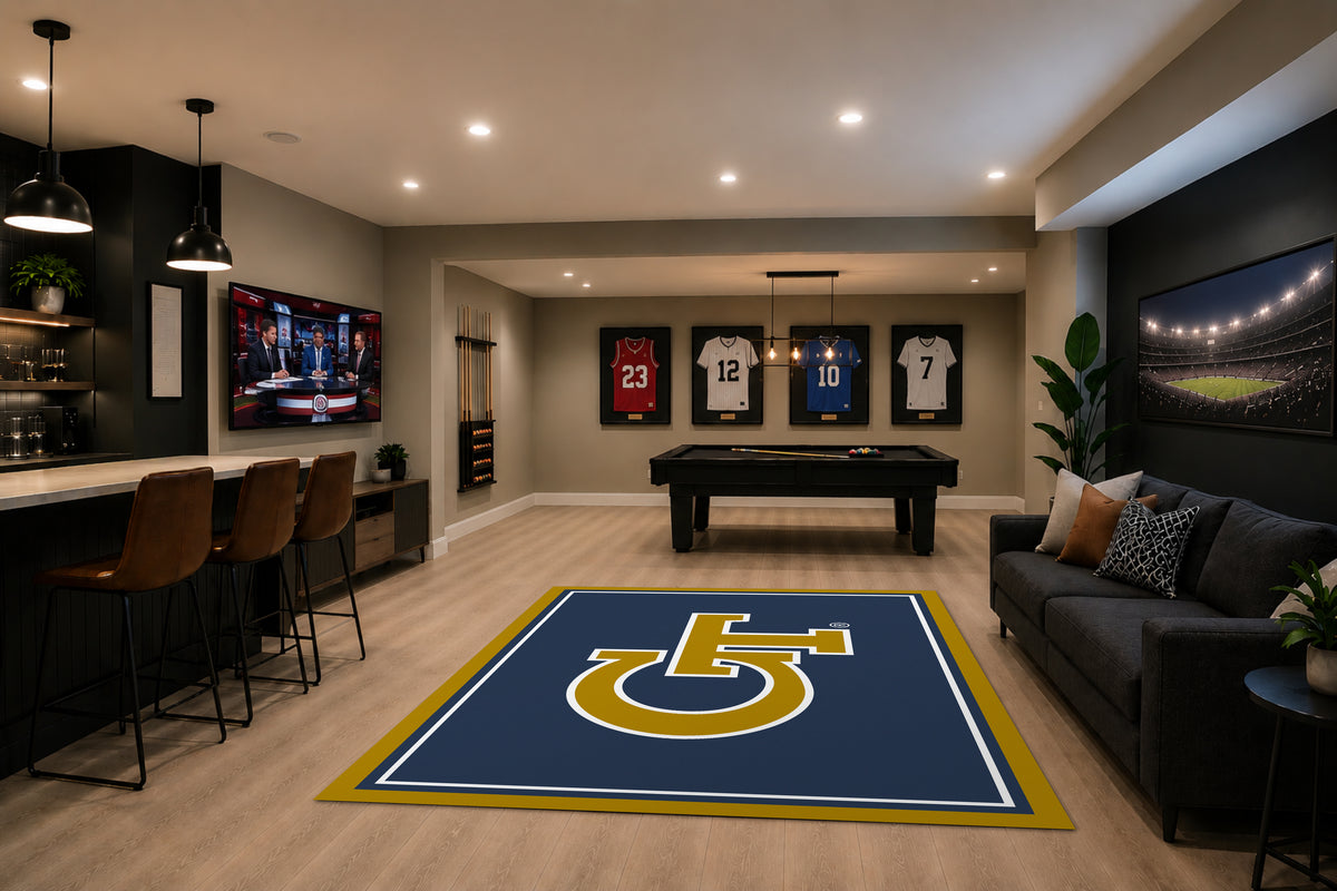 Georgia Tech Yellow Jackets Spirit Rug in Room Setting - Officially Licensed NCAA Area Rug
