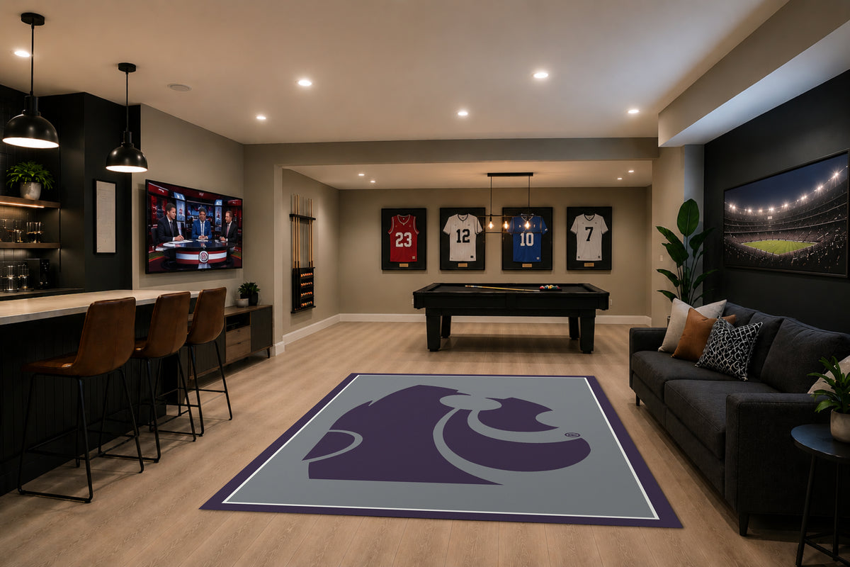 Kansas State Wildcats Spirit Rug in Room Setting - Officially Licensed NCAA Area Rug