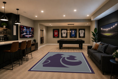 Kansas State Wildcats Spirit Rug in Room Setting - Officially Licensed NCAA Area Rug