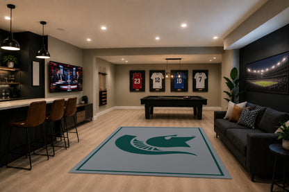 Michigan State Spartans Spirit Rug in Room Setting - Officially Licensed NCAA Area Rug
